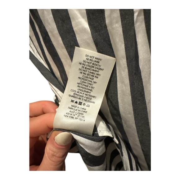 Alice + Olivia Tate Black White Striped Belted Shirt Dress Tunic Top Size L - Picture 8 of 10